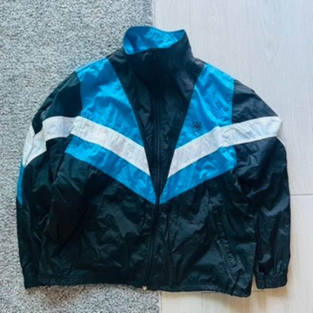 VIntage Y2K USA Olympics Windbreaker Jacket Men’s Large Blue Black Full Zip